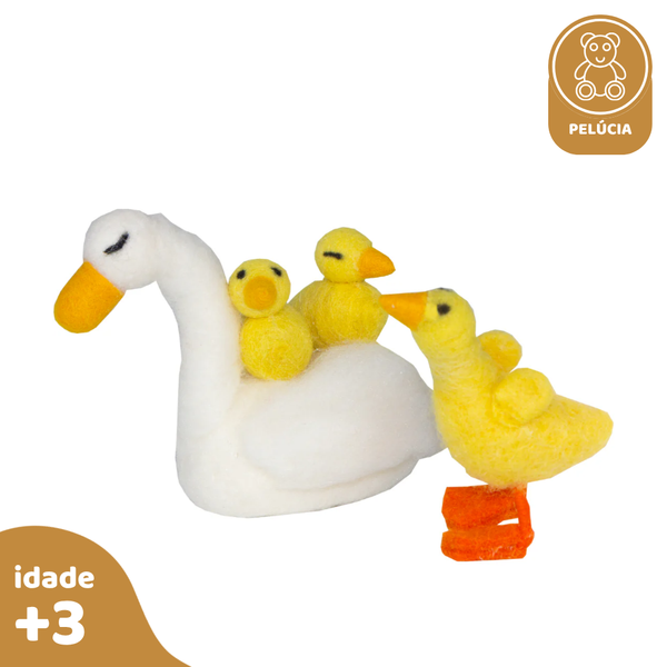 Kit Pata e Filhotes 4 pcs, de Feltro de Lã