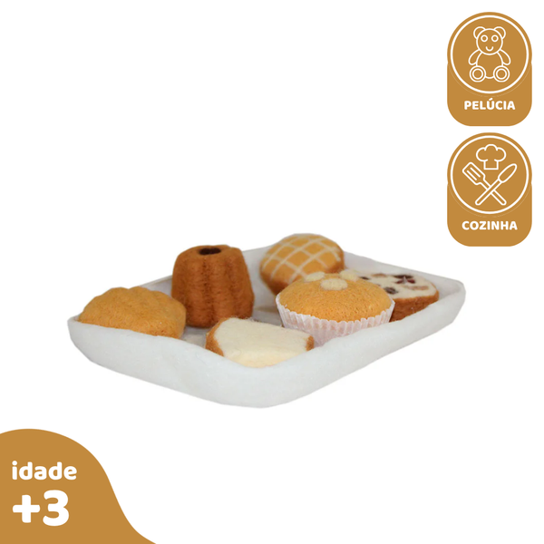 Kit Café da Manhã 7 pcs, de Feltro de Lã