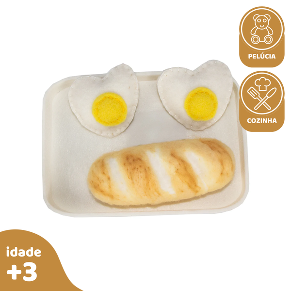 Kit Pão e Ovos 4 pcs, de Feltro de Lã